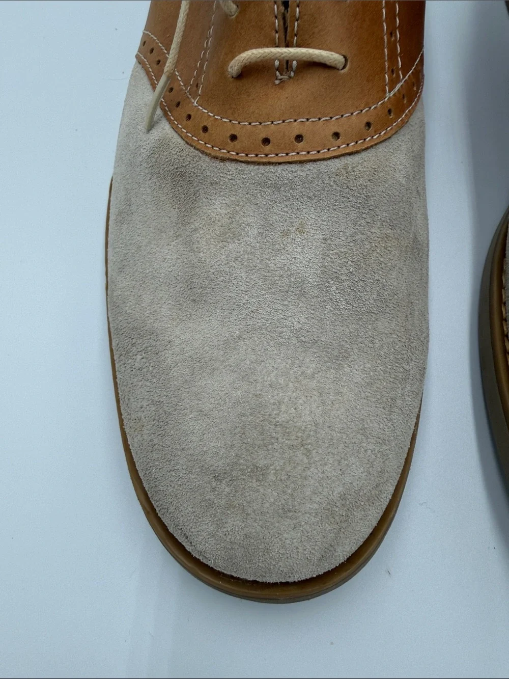 Johnson & Murphy Men's Two-Tone Suede & Leather Derby - Cream and Tan